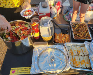 Meal at a typical distro